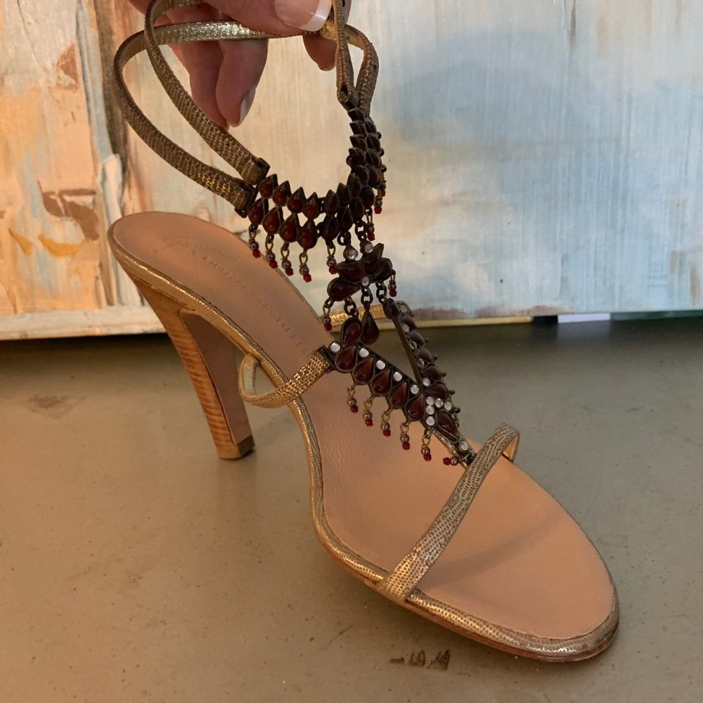 GIUSEPPE ZANOTTI GEM STRAPPY HEELS SANDALS 8.5B